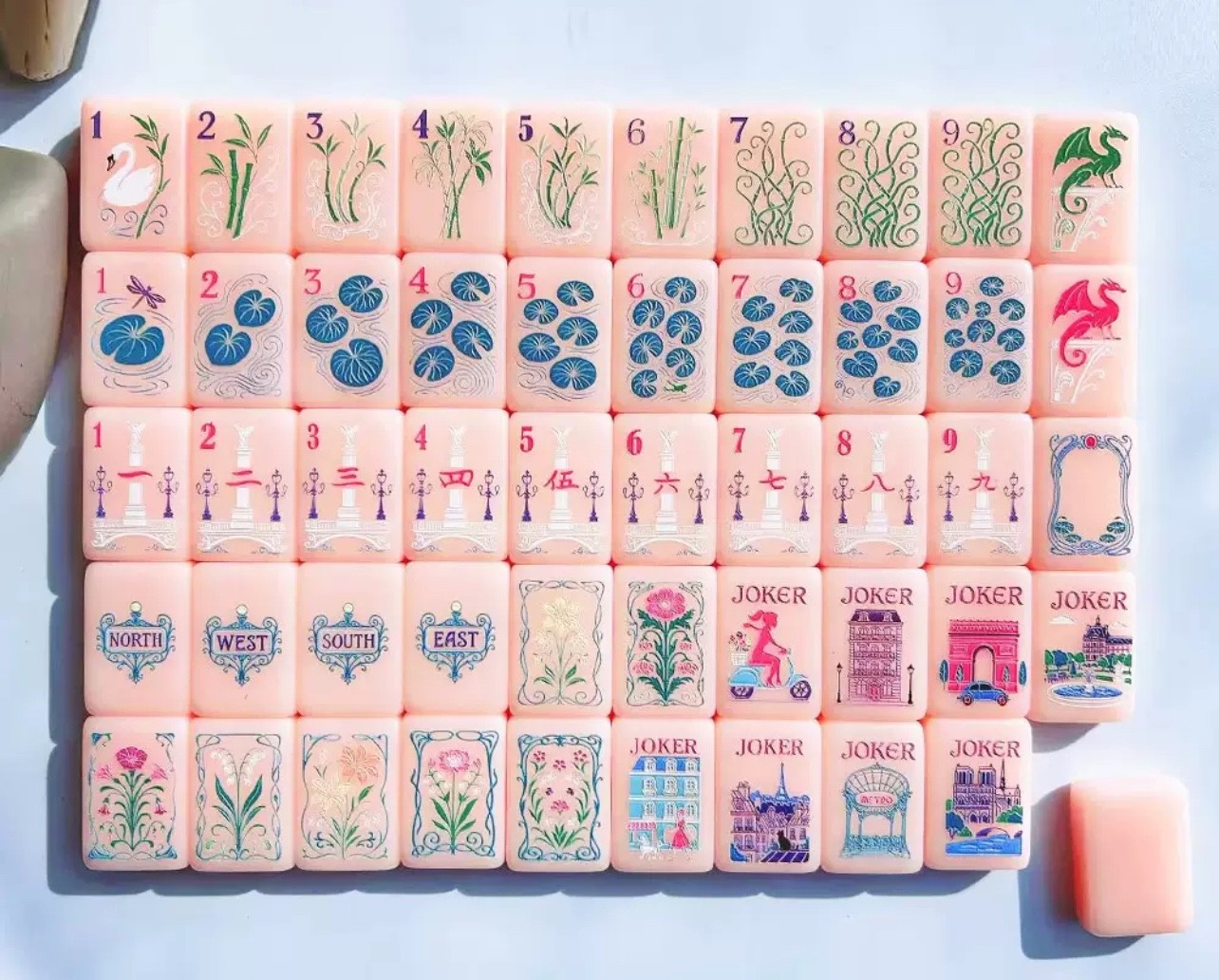 2026 Pink American Mahjong Game Set, 160 Paris Mah Jong Tiles ,