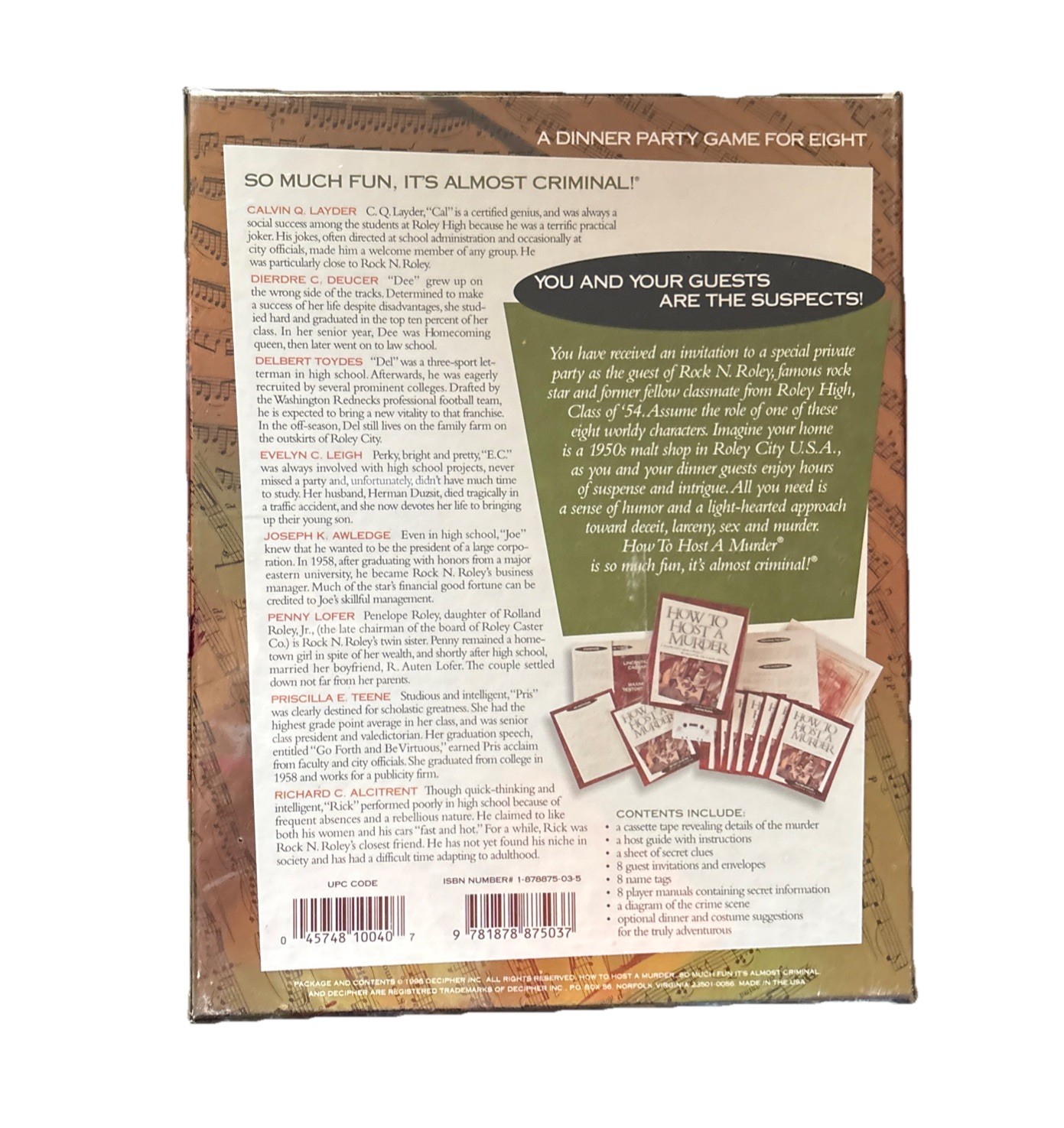 How to Host a Murder Game #7 The Class of ’54 New Sealed 1980s Dinner Party