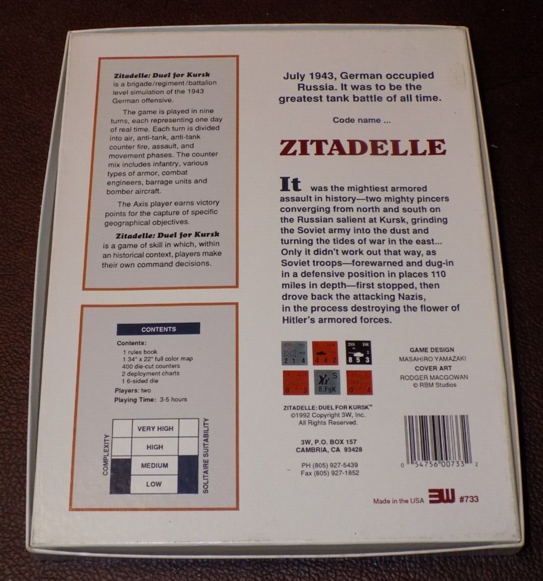 Zitadelle Duel for Kursk 1943 Greatest Tank Battle in History 3W 1992 Unpunched