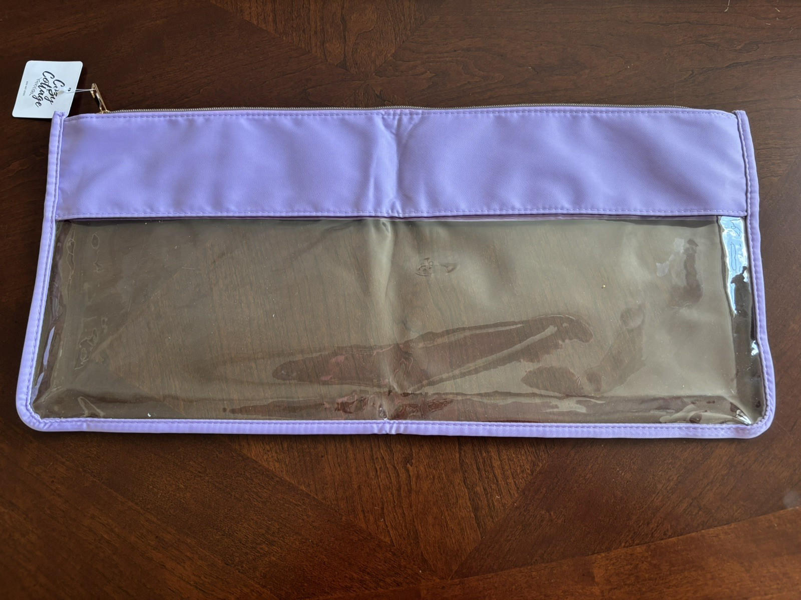 New Mahjong Tile Set Bag Pink Lilac Light Purple Clear with Gold Accents
