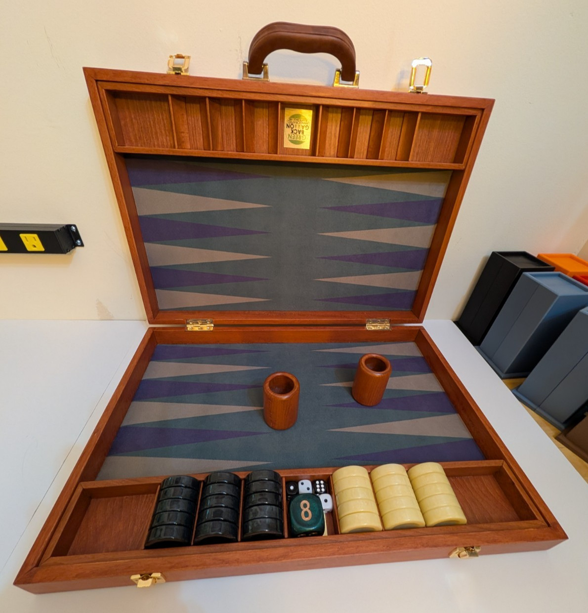 Green Backgammon Turkey Handmade Tournament Size Backgammon Set 14×21