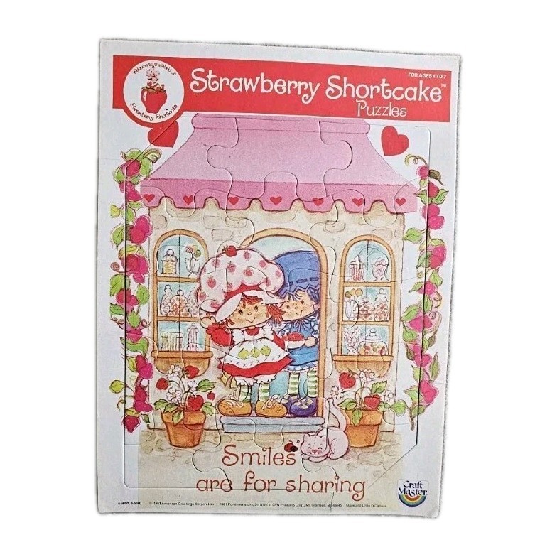 Vintage Strawberry Shortcake Lot- Board Game, 3 Puzzles & 4 Vinyl Records