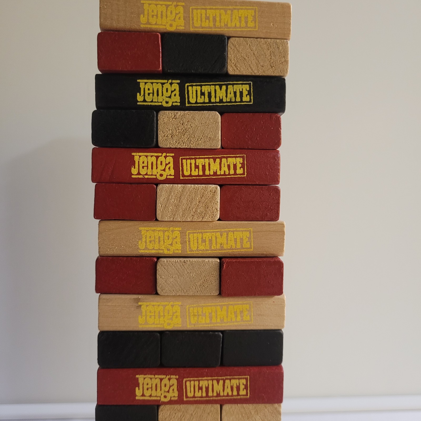 Vintage JENGA ULTIMATE Game 54 Red Black And Natural Wooden Blocks RARE HTF