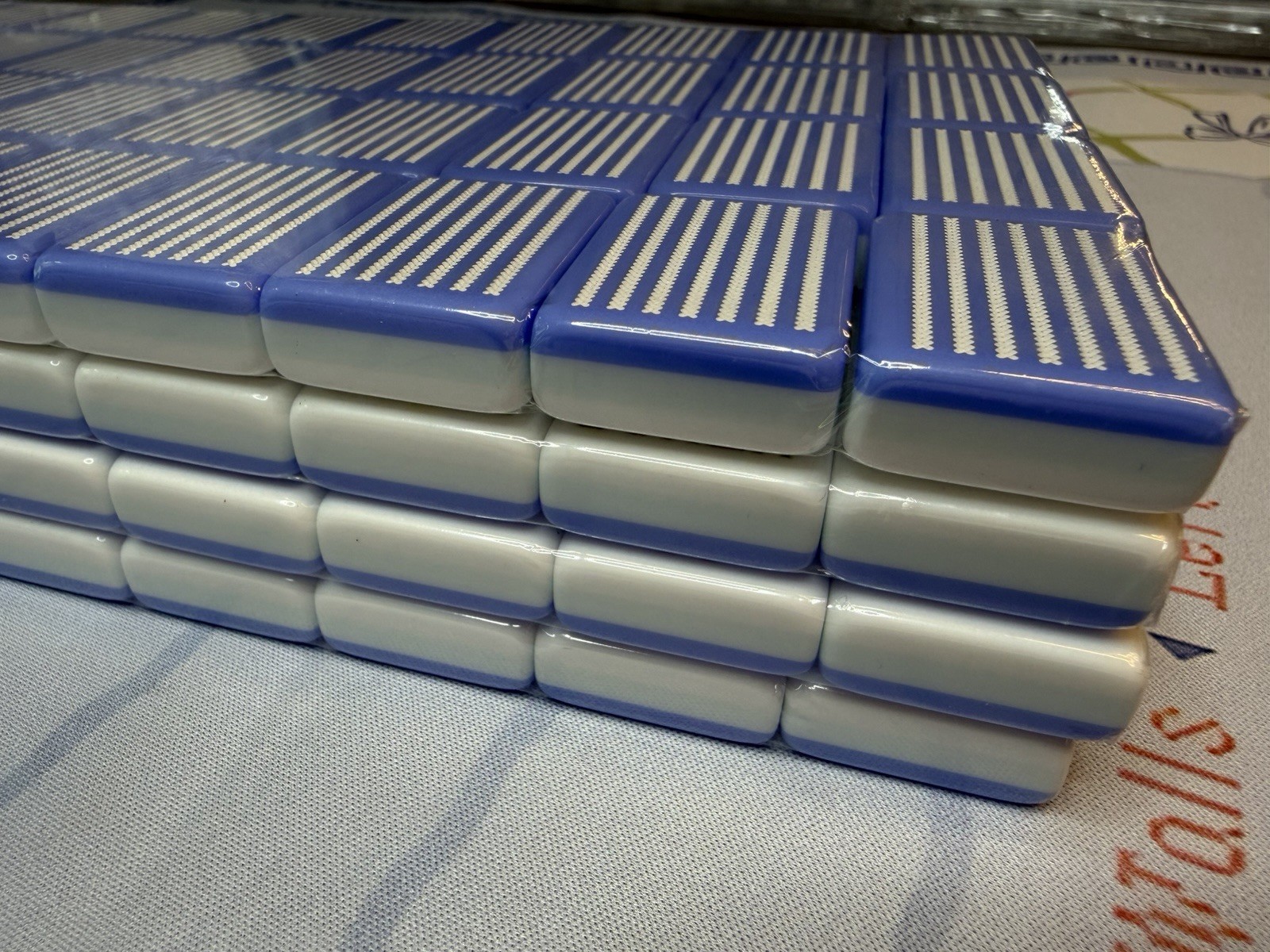Designer Inspired American Mahjong Set | White Acrylic Tiles + Matching Mat