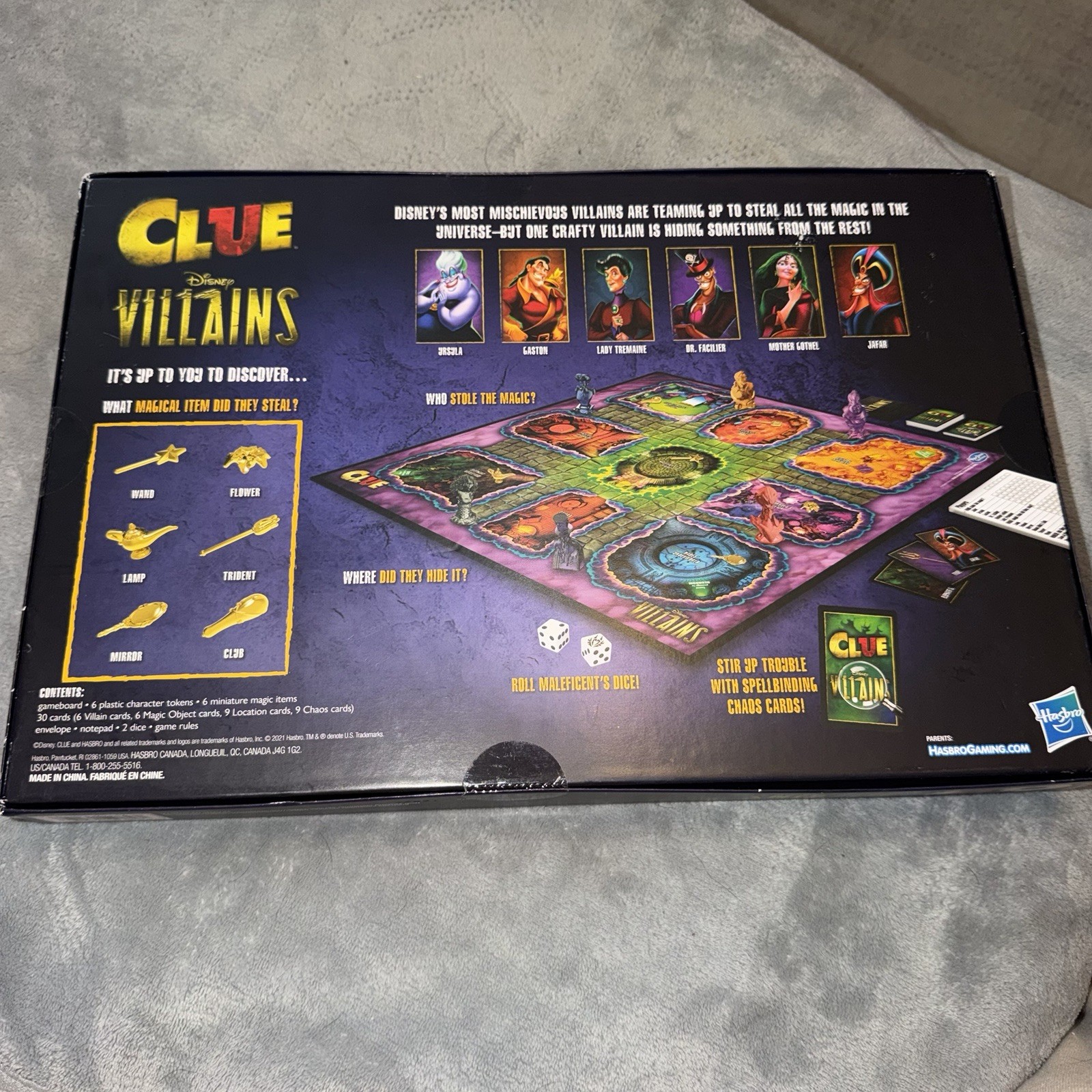Clue Disney Villains Board Game Hasbro 2-6 Players Complete NEW Factory Sealed