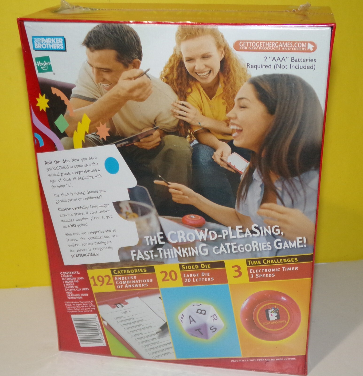 New The Game of Scattergories 2003 Thinking Categories Board Fun Timer Hasbro