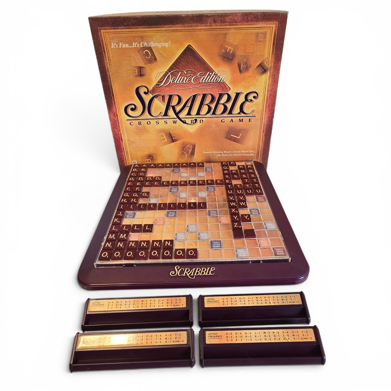 1999 Scrabble Deluxe Rotating Turntable Edition w/Maroon Tiles **COMPLETE**