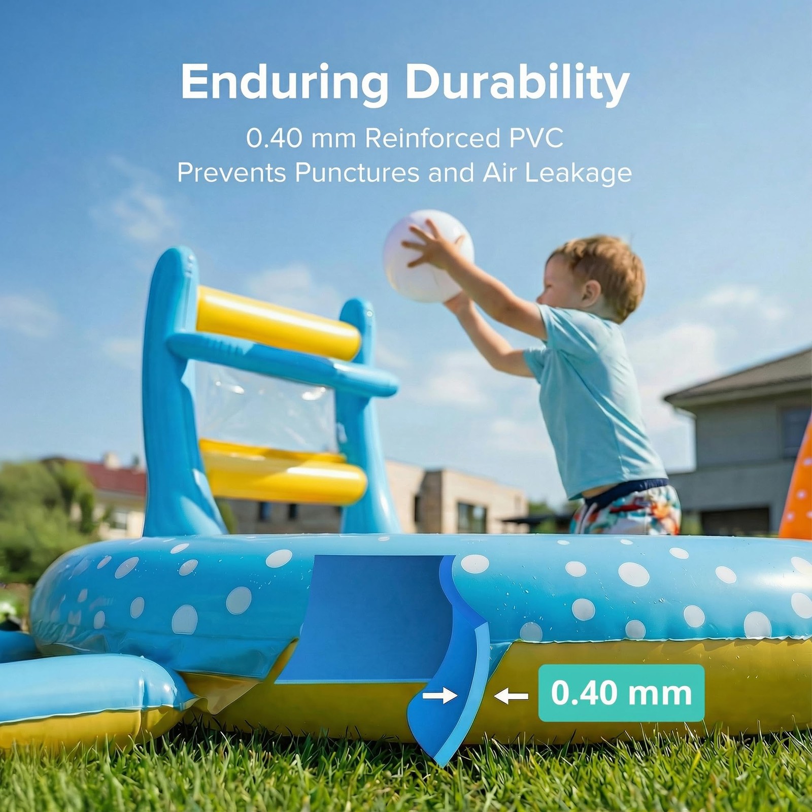 Inflatable Kiddie Pool Dual Slides Water Splash Play Center Backyard Toy Kids