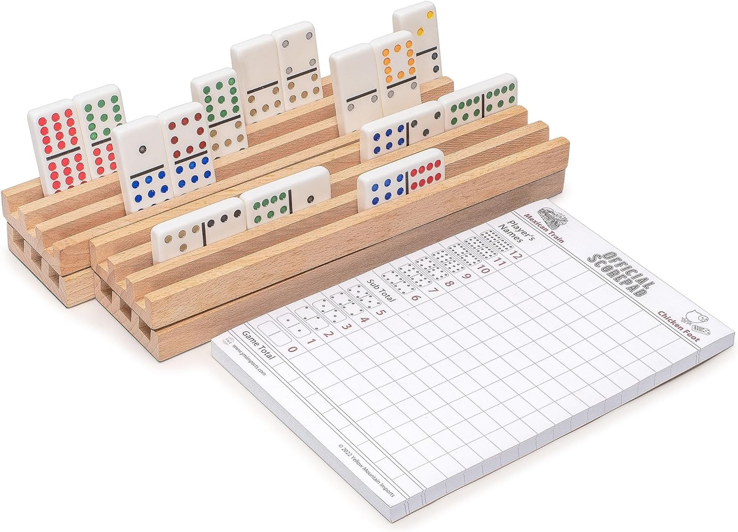 Yellow Mountain Imports Domino Accessories Combo – 10” Beechwood Racks (Set of 4
