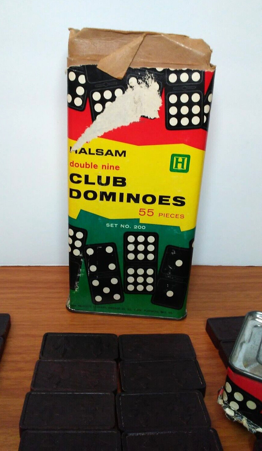 Halsam Double Nine Club Dominoes Game Set No. 200 Vintage 1970s Playskool USA