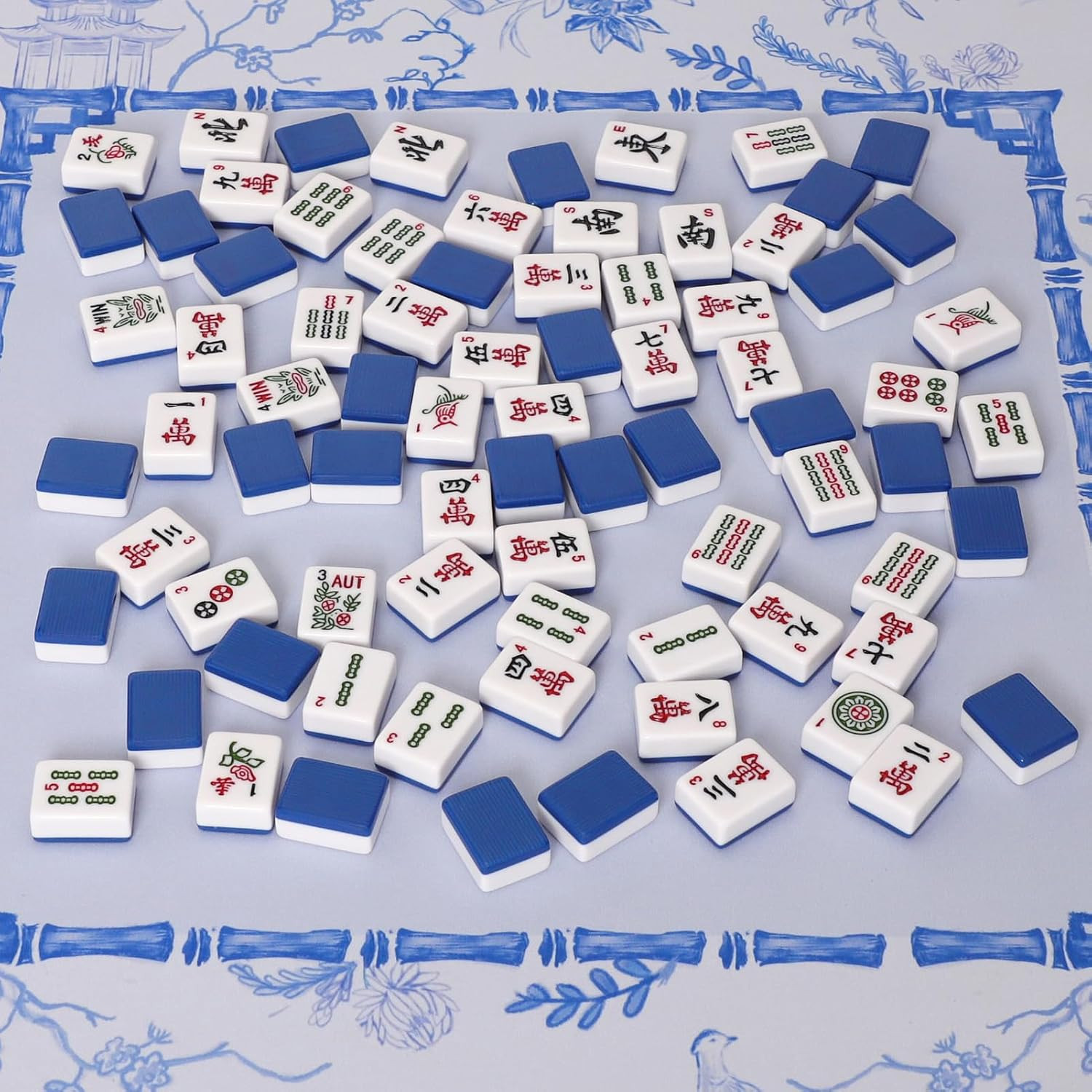 TIASUSAN American Mahjong Tile Set with 166 Navy Blue Back Tiles