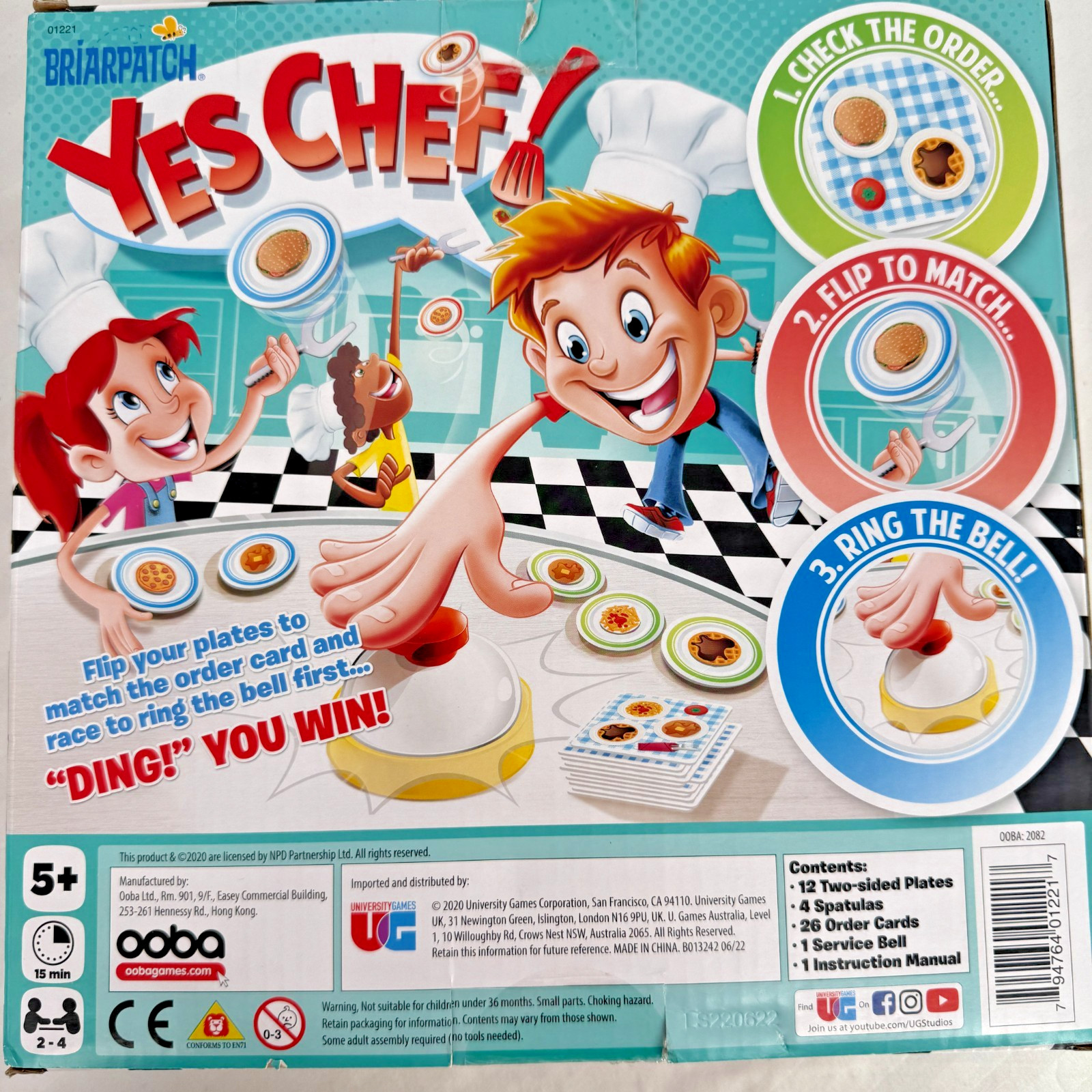 YES CHEF! Board Game Fast-Paced Matching Game w/ Bell 100% Complete Briarpatch