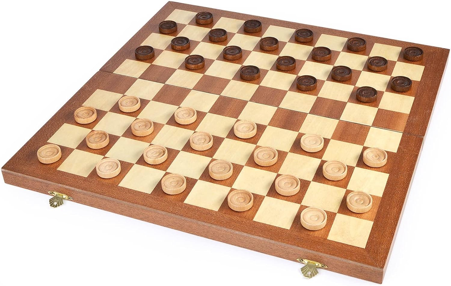 15inch Checkers Folding Wooden Game Set, 100 Square Checkerboard Internationa…