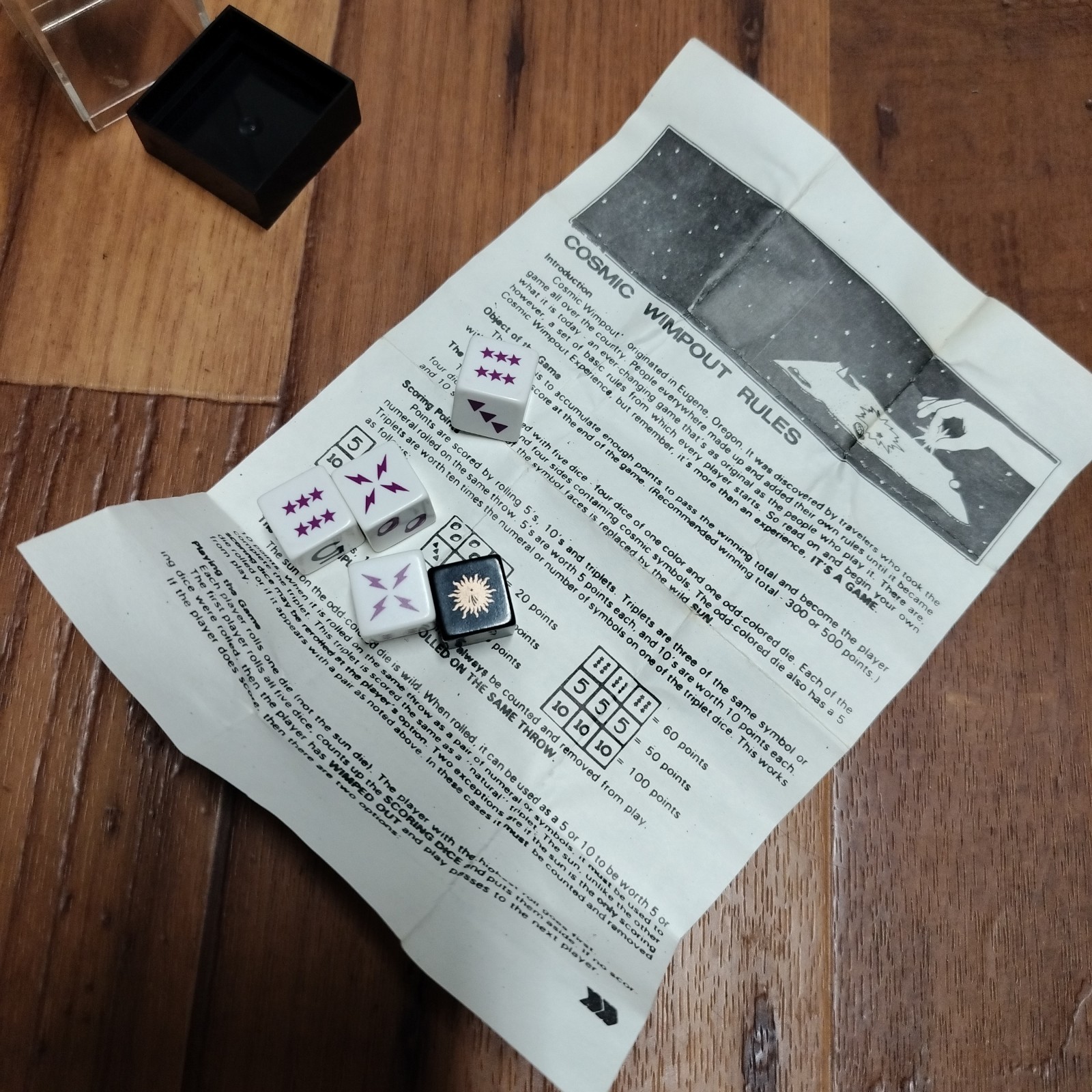 Cosmic Wimpout Cosmic Dice Game Complete Set w/ Dice, Rules, Box 2+ 1976
