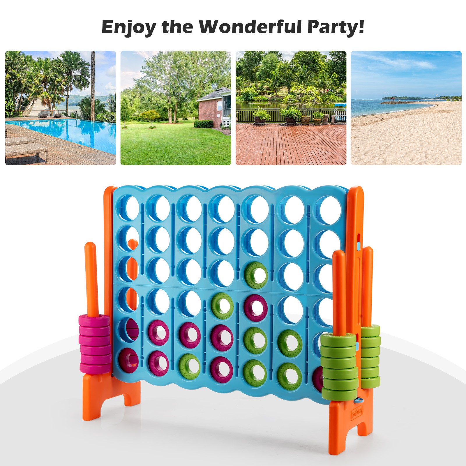 Jumbo 4-to-Score 4 in A Row Giant Game Set Indoor Outdoor Kids Adults Family Fun