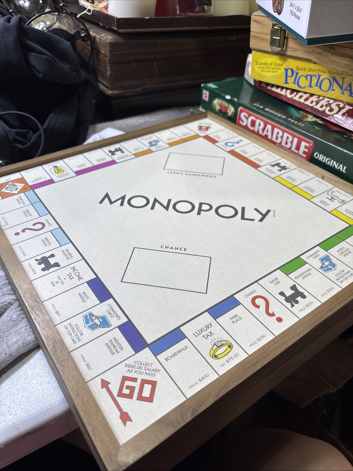 NEW! Monopoly & Clue 2 in 1 Deluxe Wooden Vintage Edition Wood Board Game Set