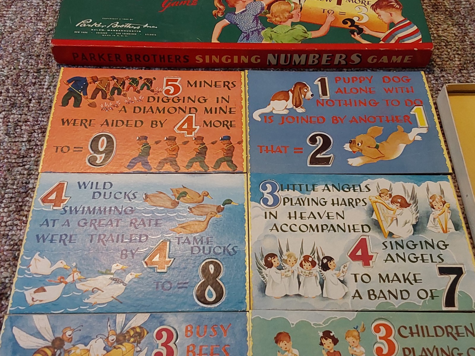RARE ANTIQUE SINGING NUMBERS PARKER BROTHERS BOARD PUZZLE GAME VTG KIDS TOY 1950