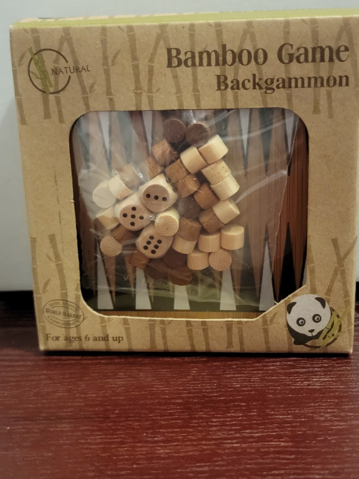 World Market Mini Natural Bamboo Backgammon Game A8-269