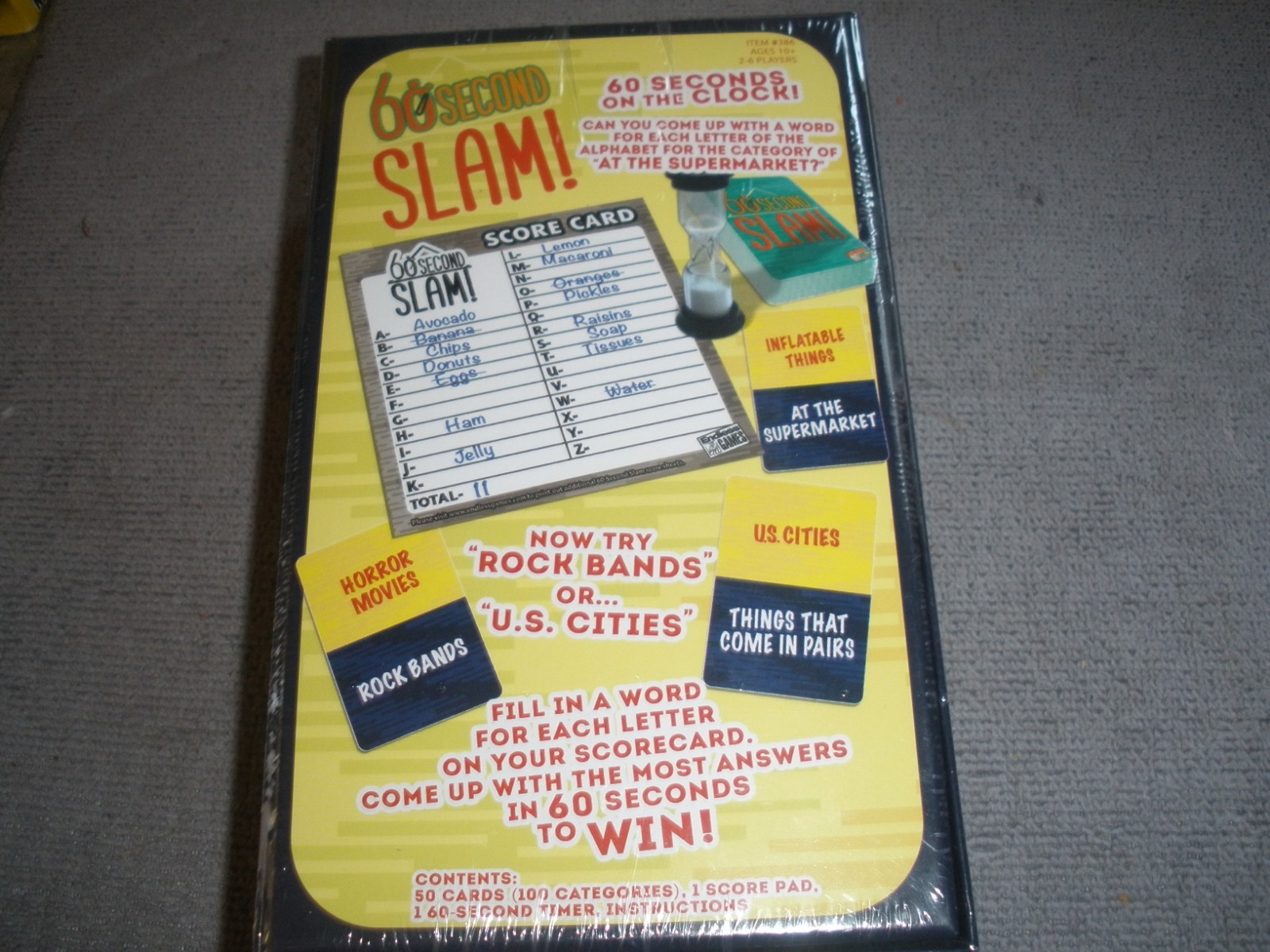 NEW Endless Games 60 Second Slam Race the Clock Alphabet/Category Game