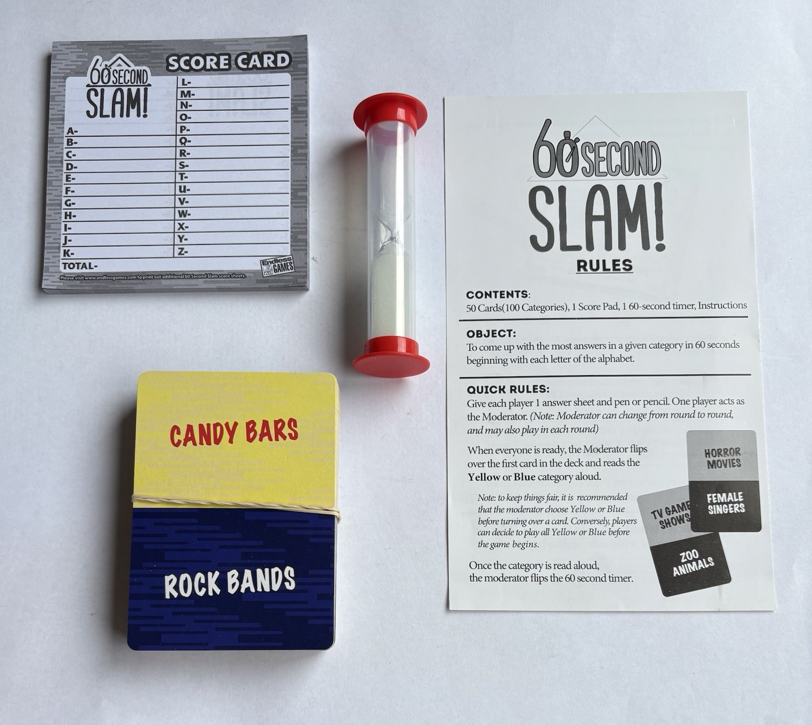 60 Second Slam Card Game – Alphabet Category Game By Endless Games COMPLETE