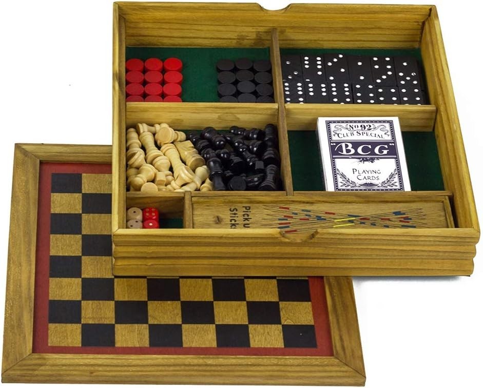 6 Classic Games in One – Beautifully Crafted Portable Wooden Game Set