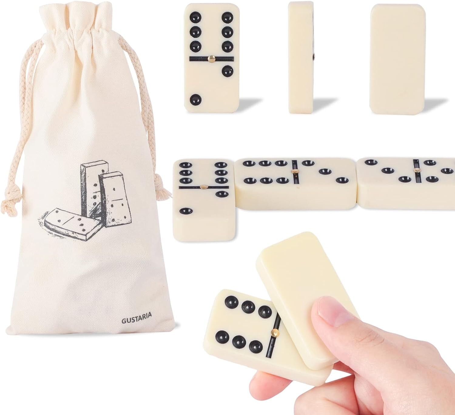 Dominoes Set for Adults Large Size Tile 2.17 Inch 28 Pieces Double Six Dominos