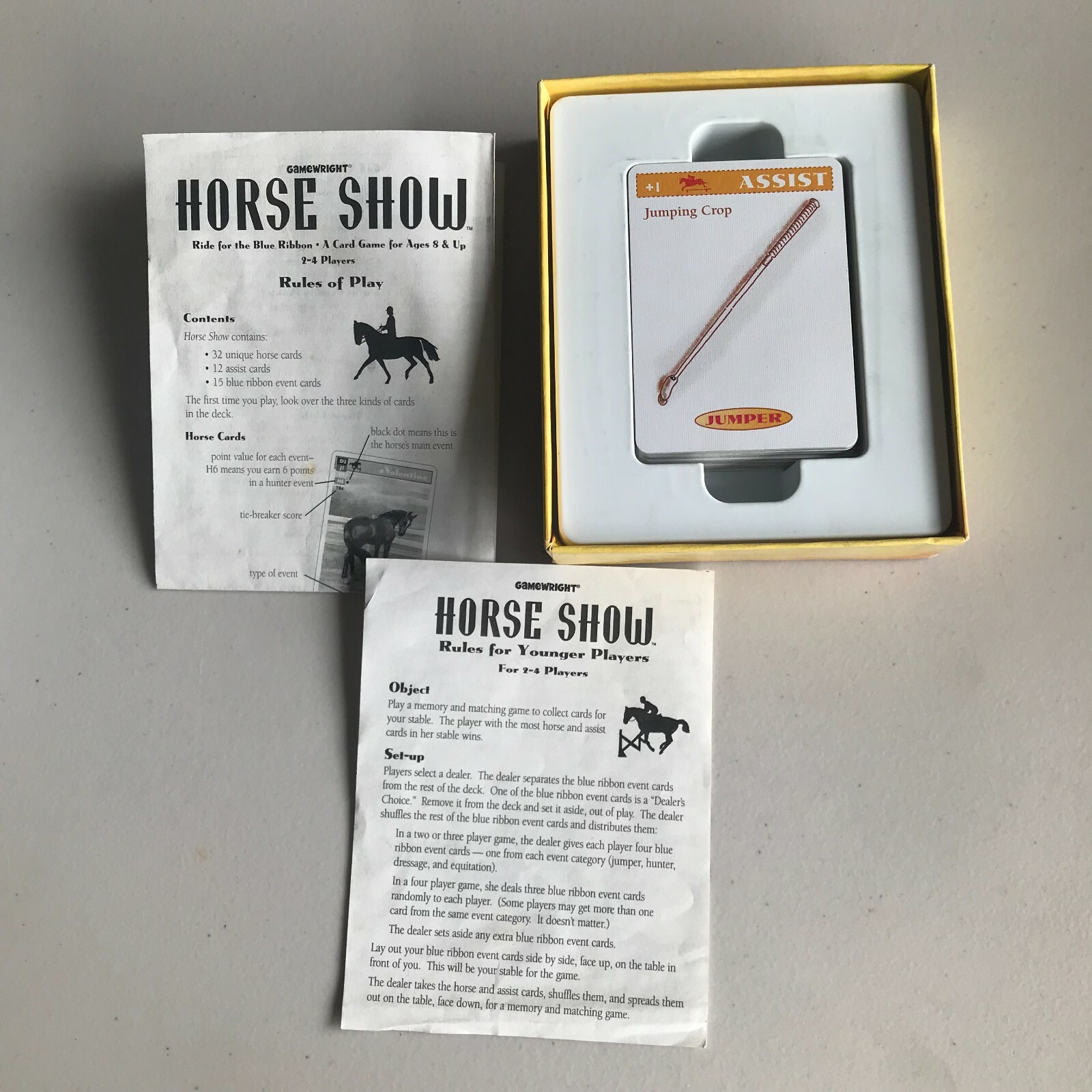 Gamewright HORSE SHOW Blue Ribbon Card Game COMPLETE Award Winner EUC