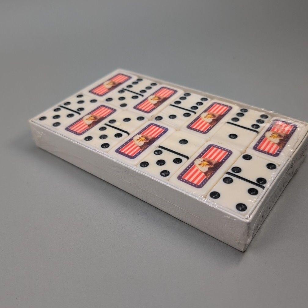 Puremco Professional Marblelike Dominoes Eagle Flag Tile Game USA Multicolor