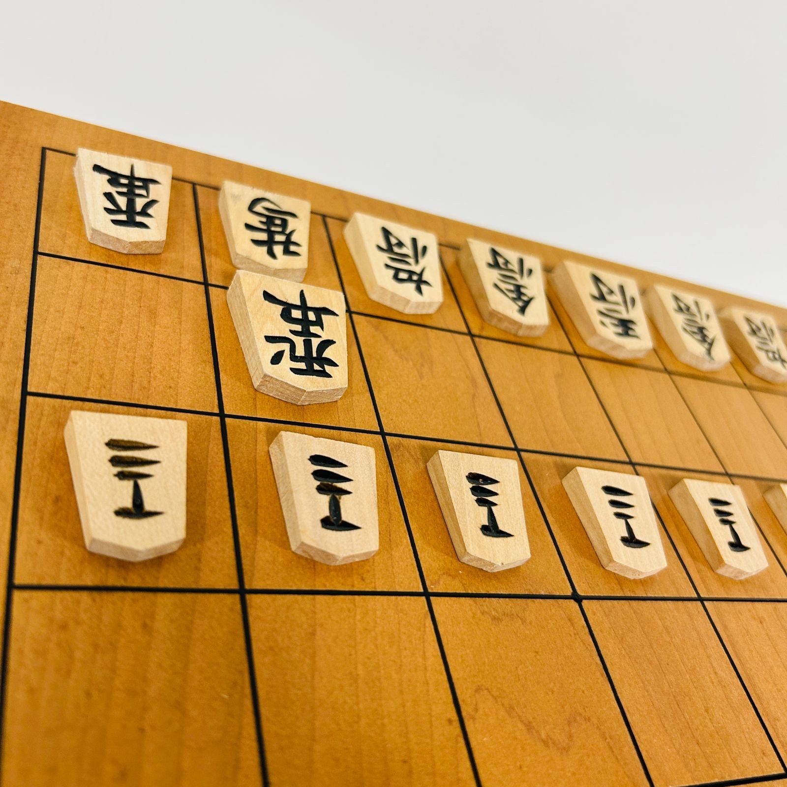 Natural Wood Black Carved Shogi Playable Set