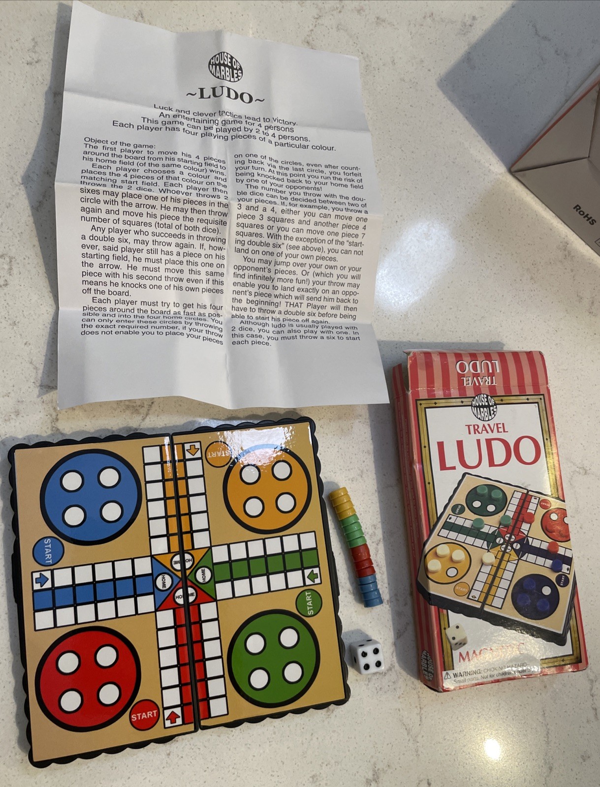 House of Marbles Ludo Magnetic Travel Game, Classic Family Board Game Mini