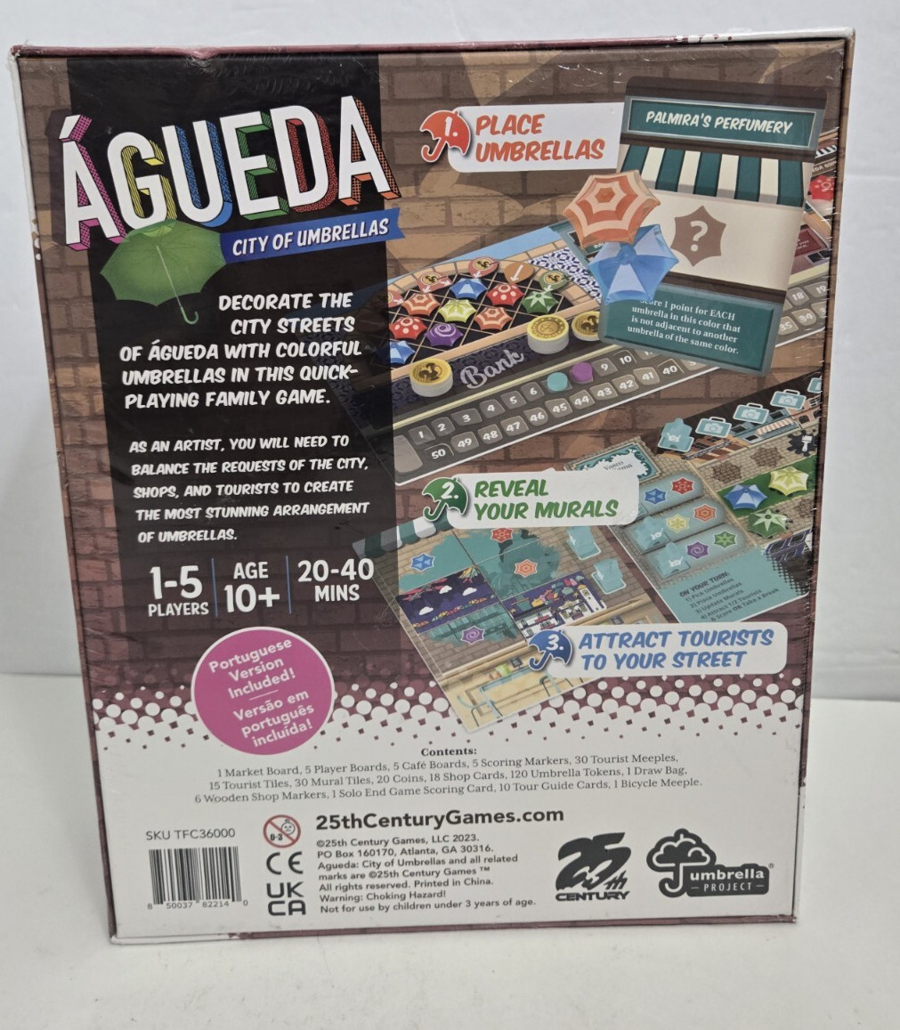 Águeda City of Umbrellas Strategy Board Game Dobson Zivkovic Sealed READ