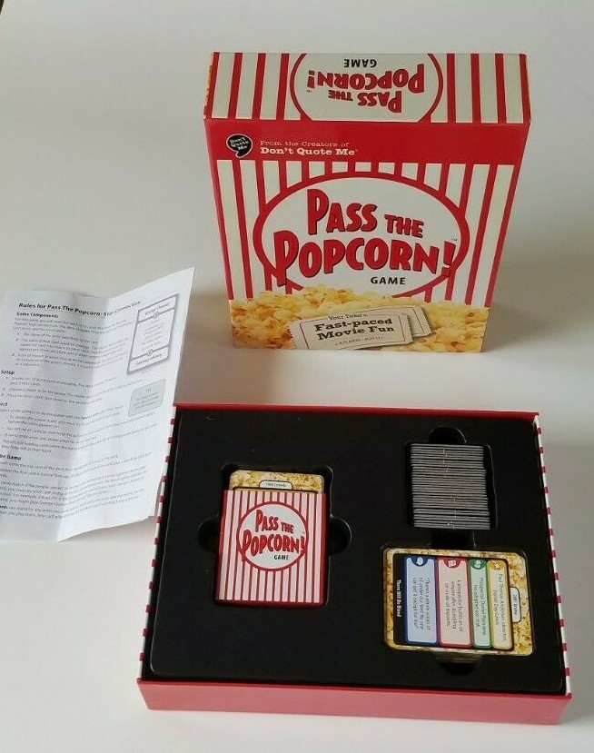Pass the Popcorn! Game Fast-Paced Movie Fun 2008 Ages 12+ for 2 to 8 Players.