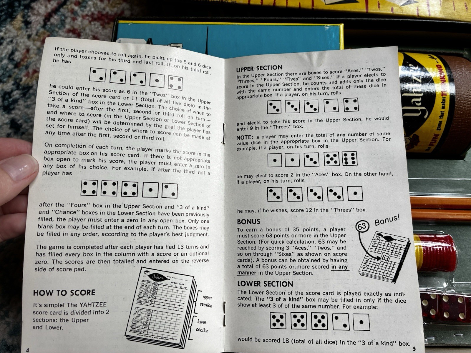 1967 Yahtzee Board Game New Never Played 100% Complete