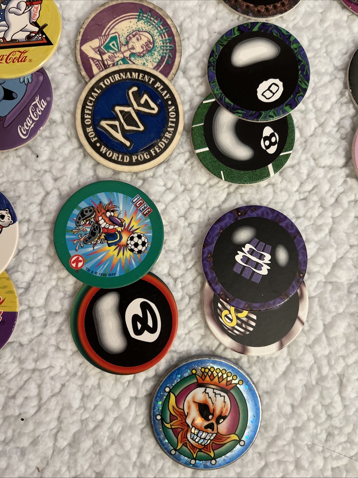 30 Pogs 1994 The World Pog Federation Coca Cola Logitech Icee Slammer
