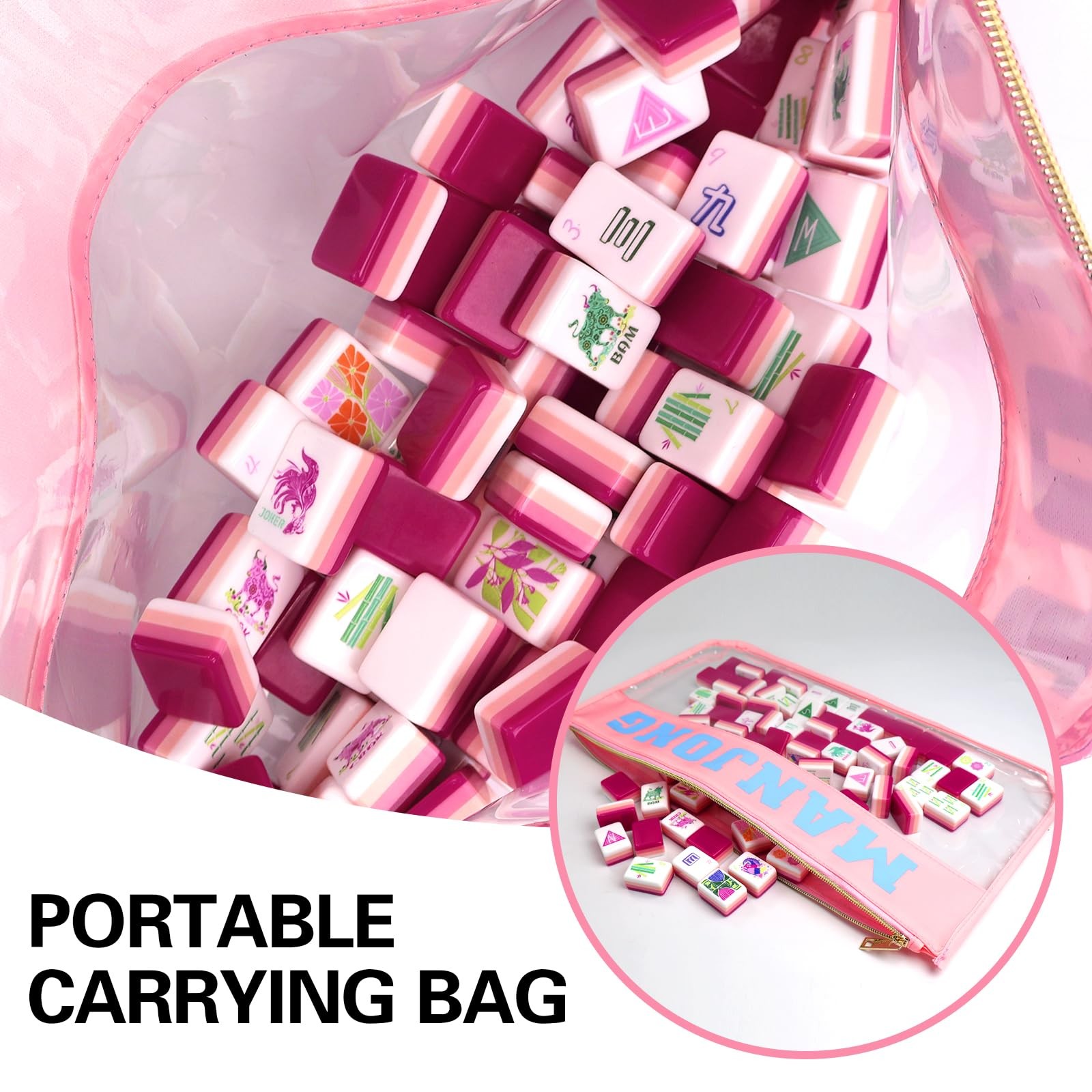 American Mahjong Game Set, Portable Carrying Bag,Acrylic 160 Tiles,Western Ma…
