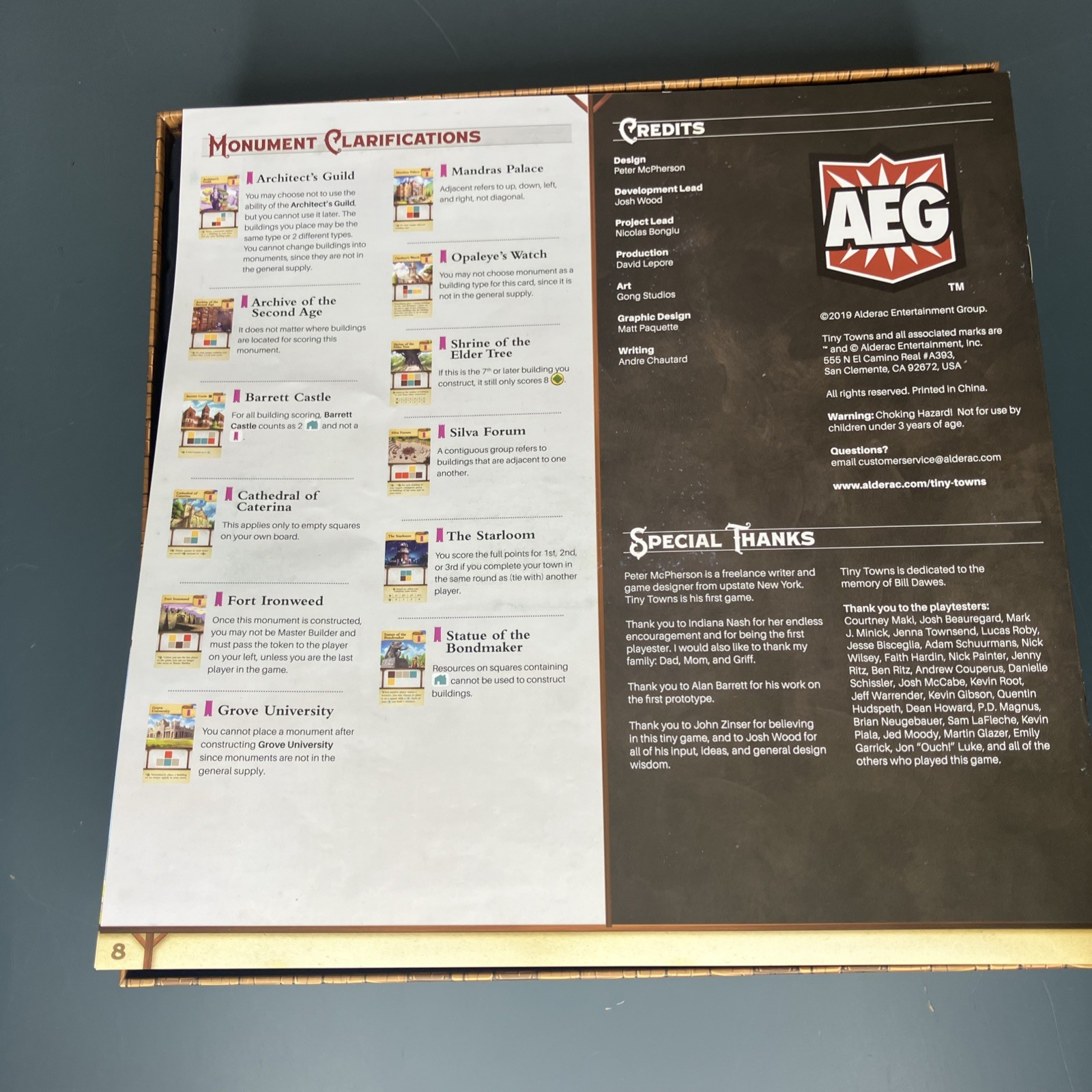 Tiny Towns Board Game AEG Peter McPherson New Open Box Sealed Pieces