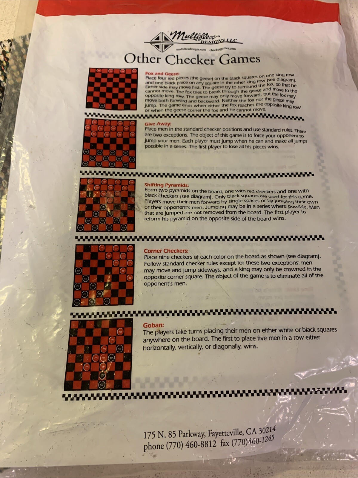 Multiflex Checkers Tic Tac Toe 24” x 26″ Cloth Board Reversible Traveling Games
