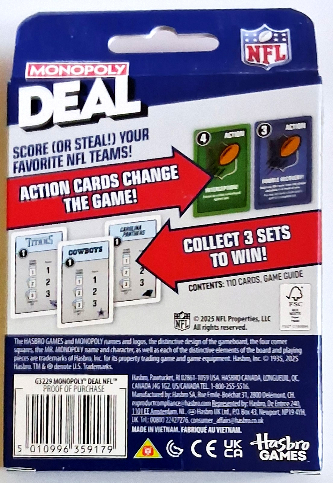 Monopoly Deal NFL Edition Game | Officially Licensed NFL Card Game for Families
