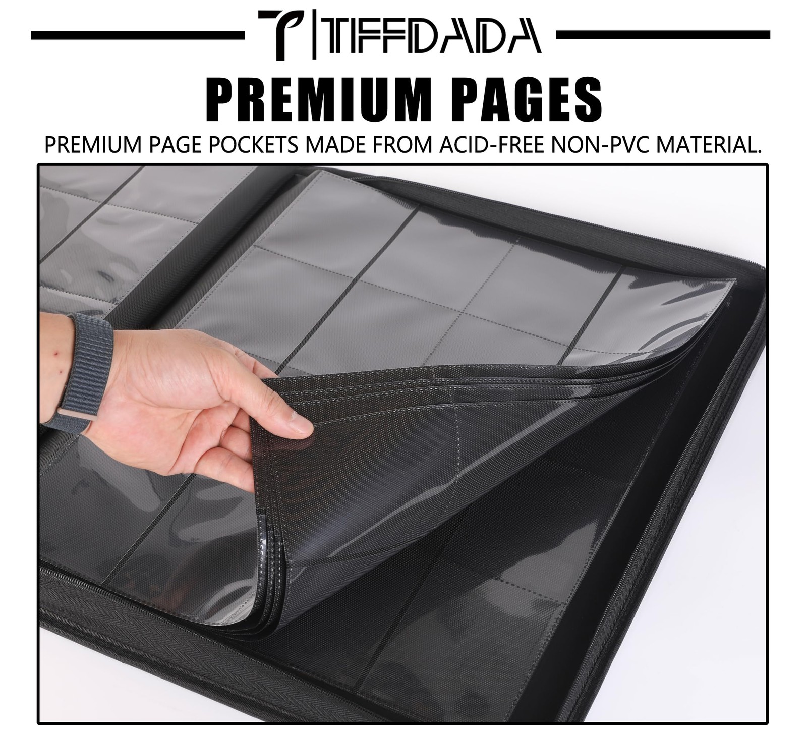 Top Loader Binder for Cards, 16 Pocket, Holds Up to 640 Large, Black