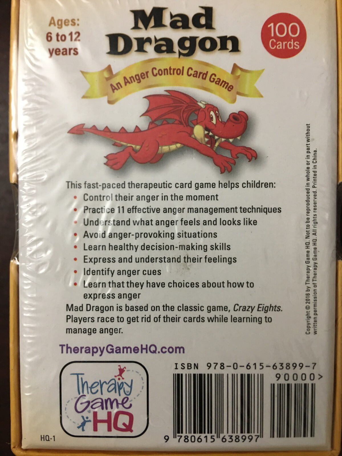 Mad Dragon Anger Anxiety Trigger Control Card Game Child Therapy 6 to 12 years
