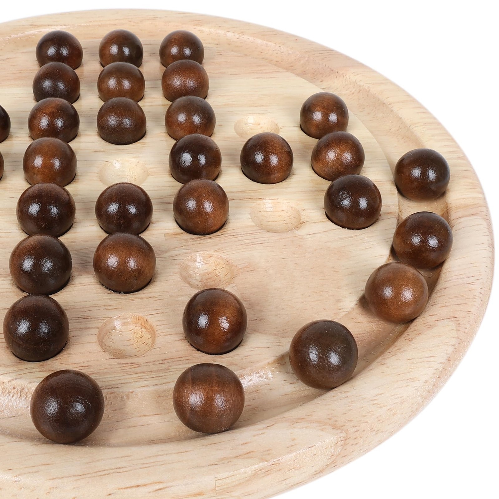 Solid Wood Solitaire Game, Classic Handcrafted 9” Wooden Solitaire Board, 33…