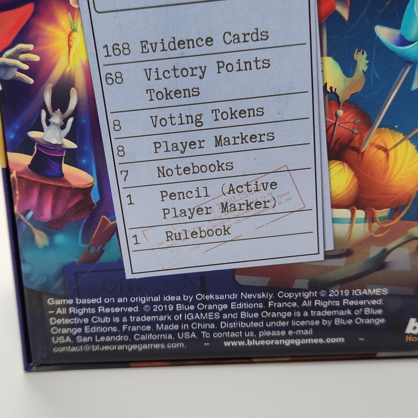2019 Blue Orange Games Detective Club Board Game (Factory Sealed)