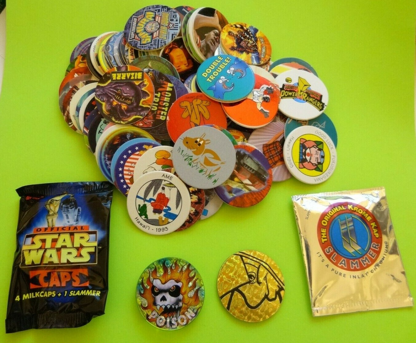 POGS * 100 Misc Variety * 3 Misc Slammers * One Star Wars Unopened Pack