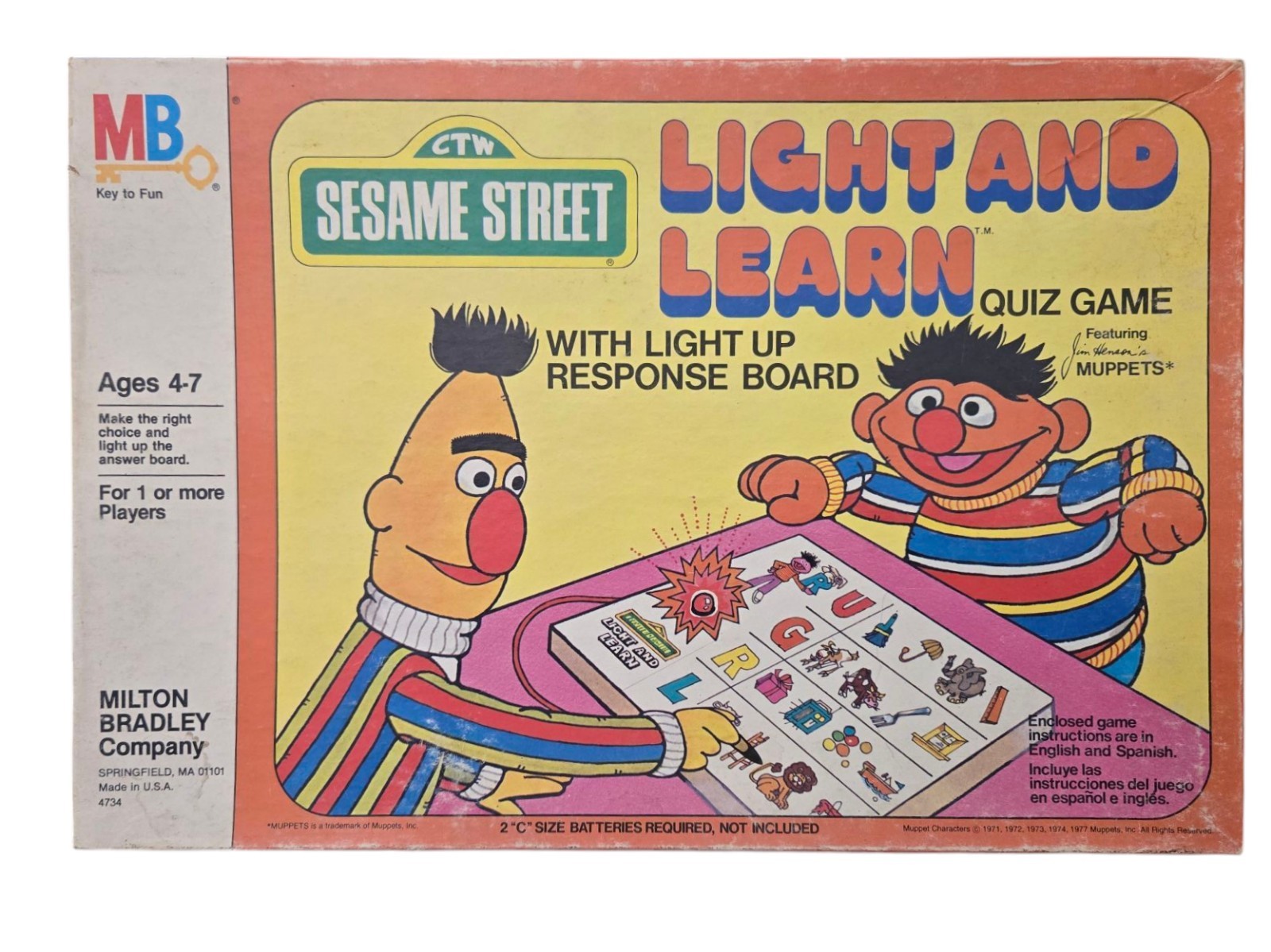 Vtg Sesame Street LIGHT AND LEARN Quiz Game 1977 MB NOT WORKING