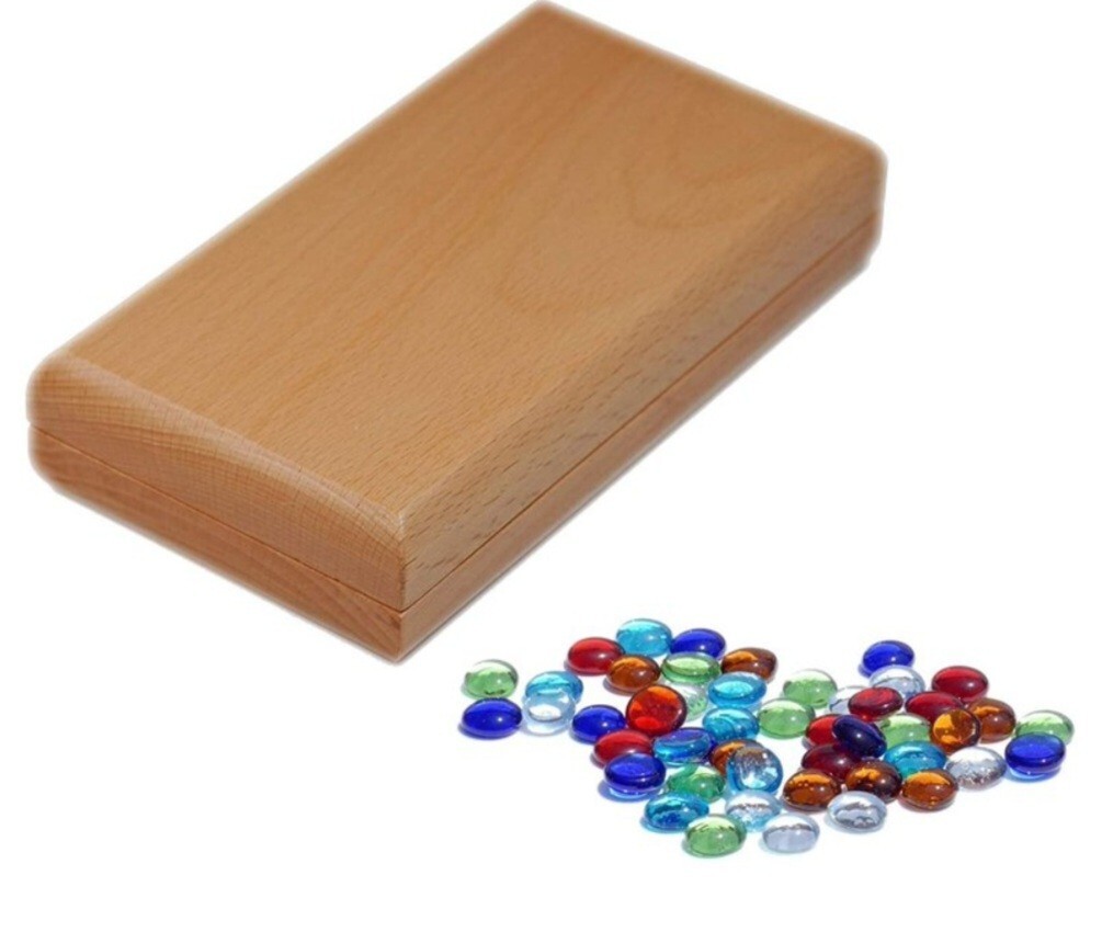 WE Games Folding Mancala – Solid Wood Board Game & Glass Stones