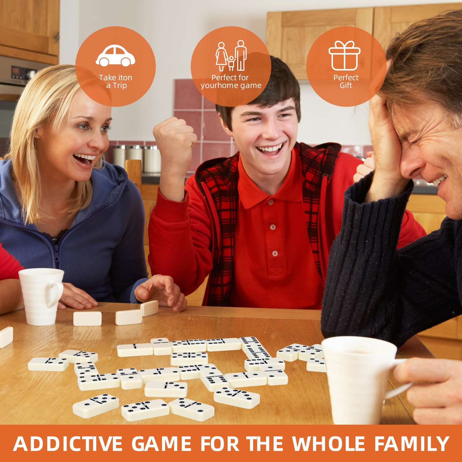 Dominos Set for Adults -Jumbo Size Dominoes Double Six Edition- Classic Board