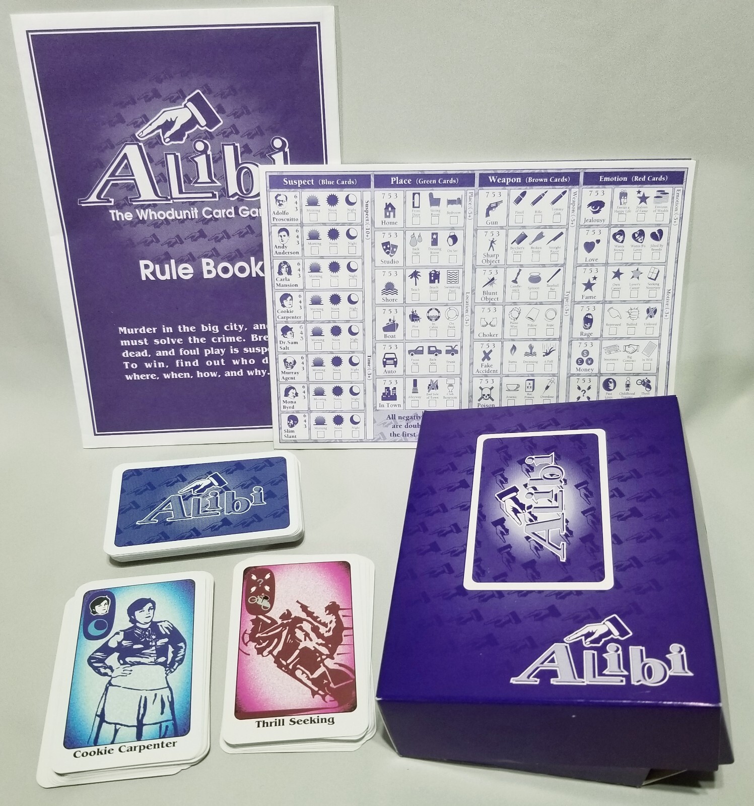 ALIBI Card Game Family Party Whodunit Deduction Game ▪︎ Mayfair Games
