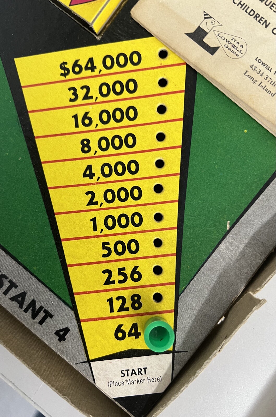 1950’s Revlon’s $64,000 Dollar Question Junior TV Quiz Show Board Game Lowell
