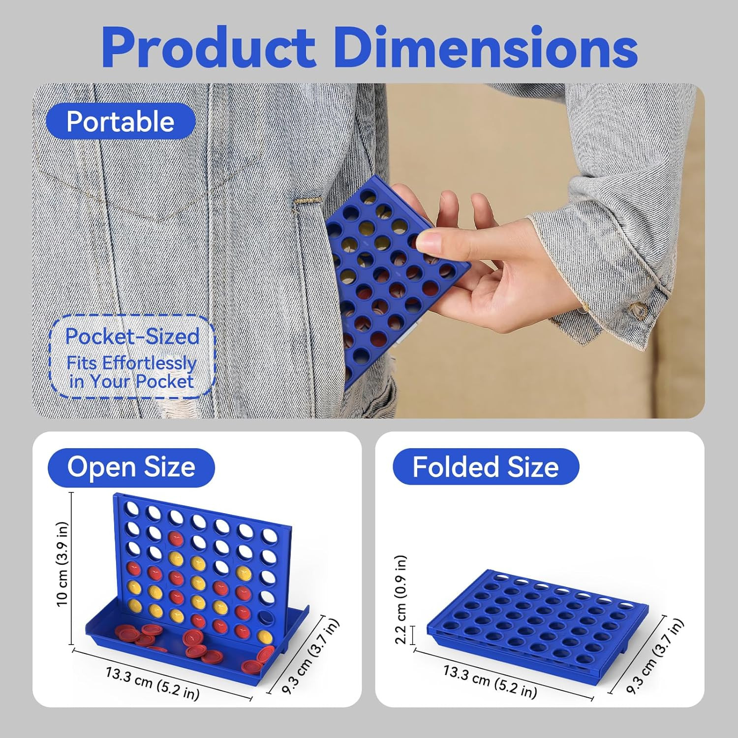 Pocket-Sized 4 in a Row for Kids Ages 3+, Perfect Travel Companion for Kids, Tra