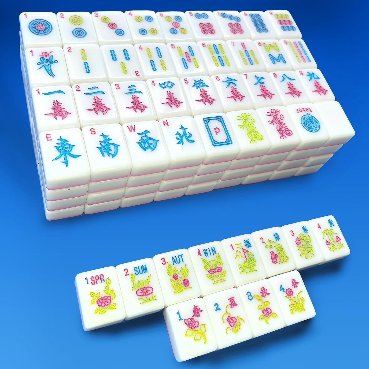 166 Pink American Printed Mahjong Game Set w/ Carrying Bag and Accessories,0….